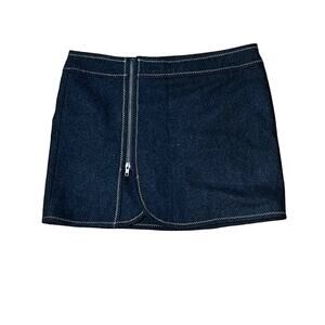 Purnell Women’s 8 Wool Blend Front Zip Mini Skirt Dark Gray Lined Zig Zag Stitch